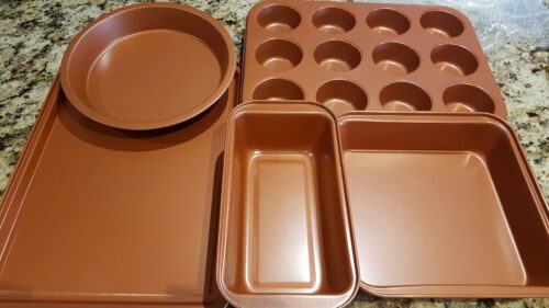 Nonstick Bakeware Nontoxic - Baking Set (5Pcs, Brown) photo review